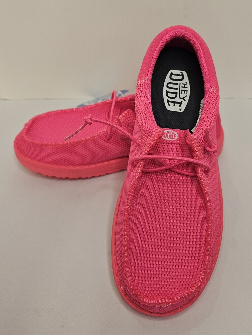 NWT HEYDUDE Wally Youth Funk Mono Electric Pink Slip On Shoes Kids Size 2